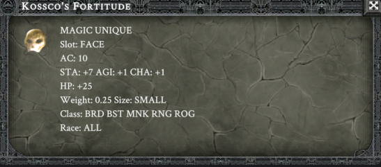 KOSSCO'S FORTITUDE item card